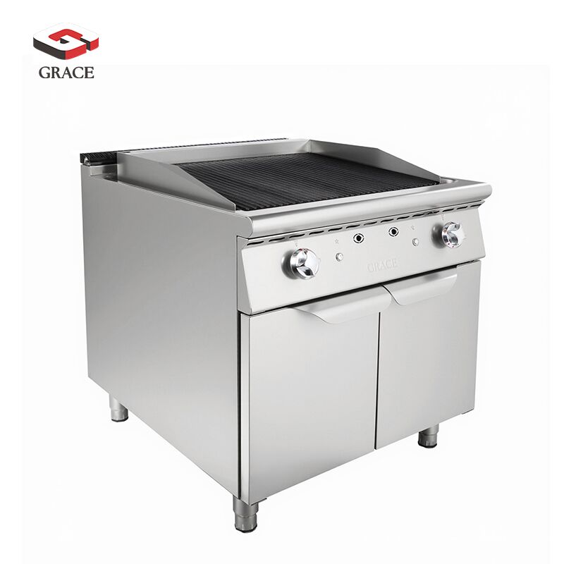 Gas Lava Rock Grill Charbroiler With Cabinet