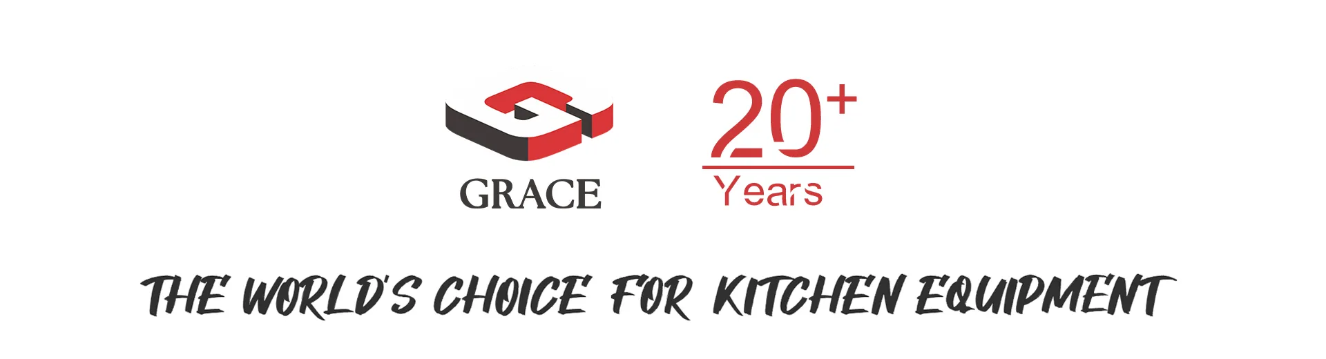 Grace Company logo and badge celebrating over 20 years as a worldwide supplier of commercial kitchen equipment.